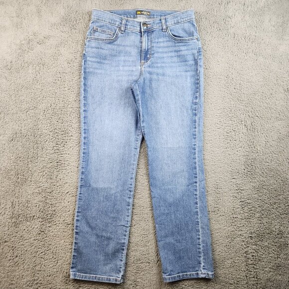 Lee Denim - Women's Straight Leg Relaxed Fit Mid Rise Jeans Size 8P Blue Stretch Classic Lee